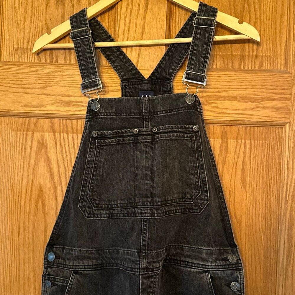 GAP Denim Slouchy Overalls In Washed Black Medium - Picture 6 of 10